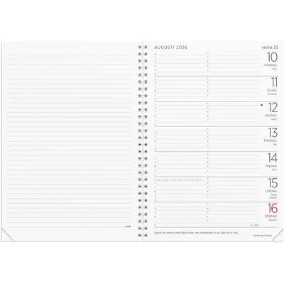 Kalender 2026 Stor Veckokalender beige kontstläder