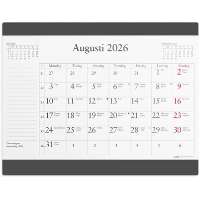 Kalender 2026 Musmatta månadsblock