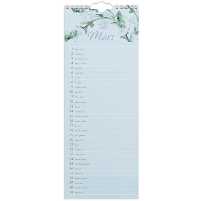 Födelsedagskalender för vägg