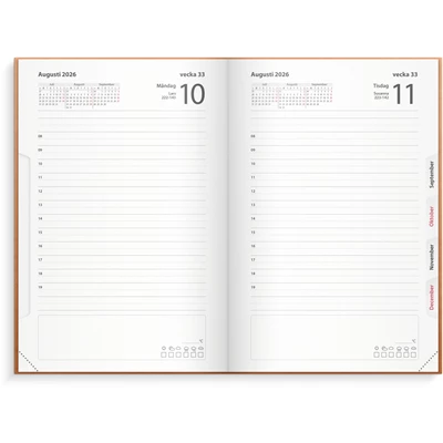 Kalender 2026 Dagbok cognac konstläder