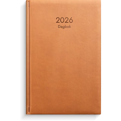 Kalender 2026 Dagbok cognac konstläder