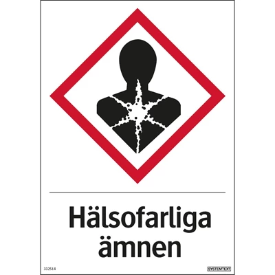 Skylt "Hälsofarliga ämne" 210x297mm hårdplast