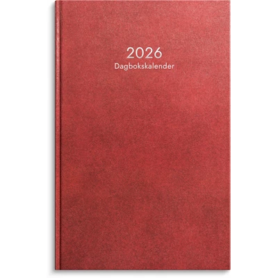 Kalender 2026 Dagbokskalender rött konstläder