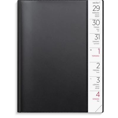 Kalender 2026 Stor Veckokalender svart plast
