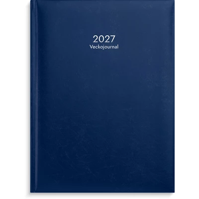Kalender 2027 Veckojournal blått konstläder