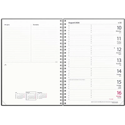 Kalender 2026 Stora Noteskalendern svart konstläde