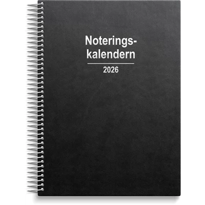 Kalender 2026 Noteringskalendern svart konstläder