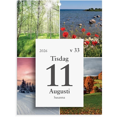 Kalender 2026 Väggplån med dagblock Årstiderna