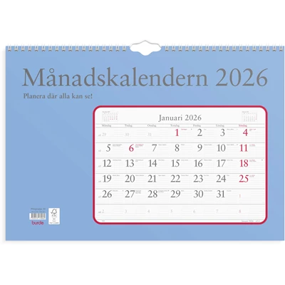 Väggkalender 2026 Månadskalendern