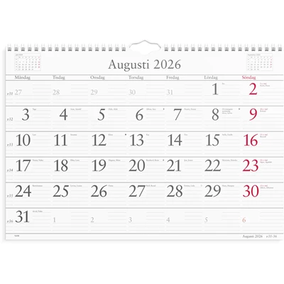 Väggkalender 2026 Månadskalendern