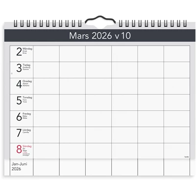 Väggkalender 2026 Väggagenda A4