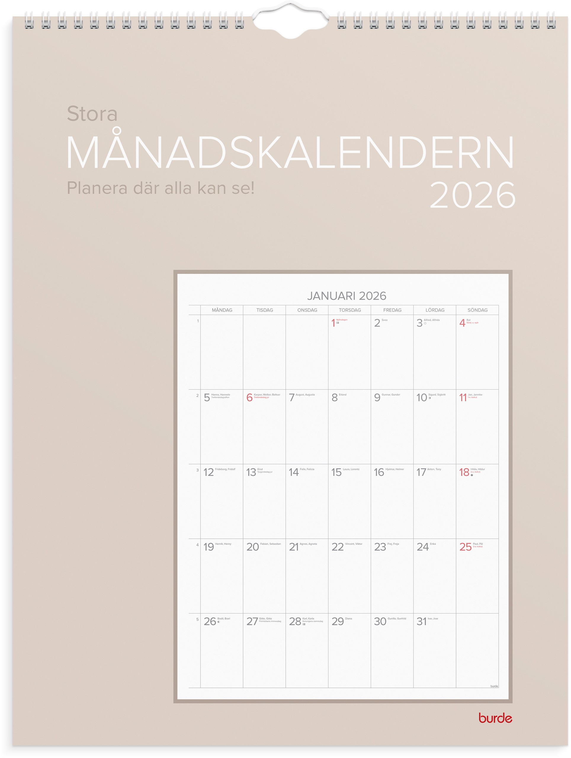 Väggkalender 2026 Stora Månadskalendern