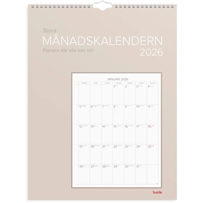 Väggkalender 2026 Stora Månadskalendern