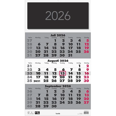 Väggkalender 2026 Triplaner Elegant