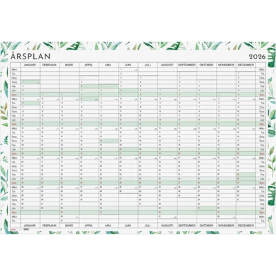 Kalender 2026 Årsplanering whiteboard
