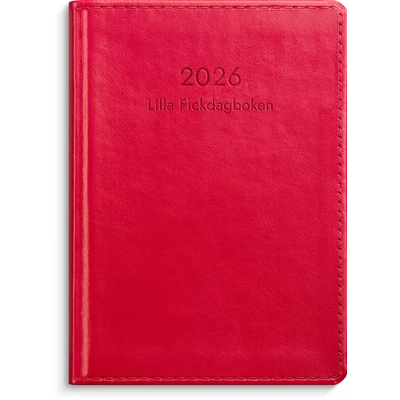 Kalender 2026 Lilla Fickdagboken rött konstläder