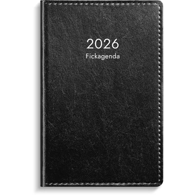 Kalender 2026 Fickagenda svart konstläder