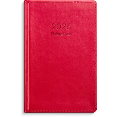 Kalender 2026 Fickagenda rött konstläder
