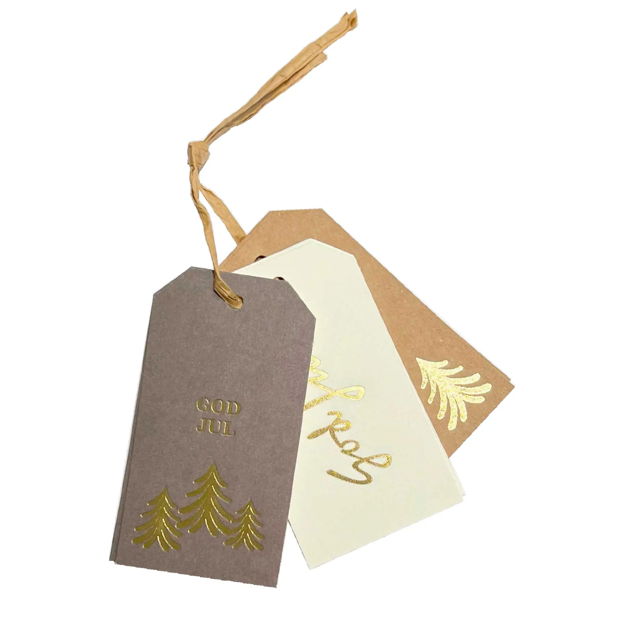 Hängetikett God Jul natur 50x90mm 12st/fp