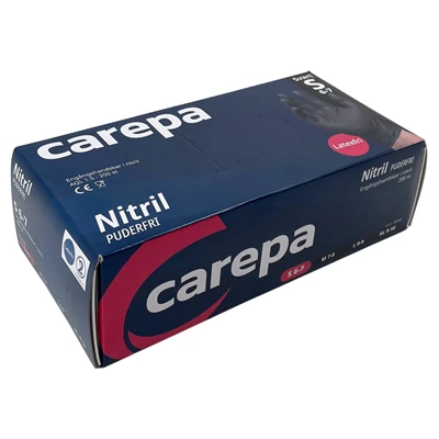 Nitrilhandske Carepa Svart puderfri strl S 200st