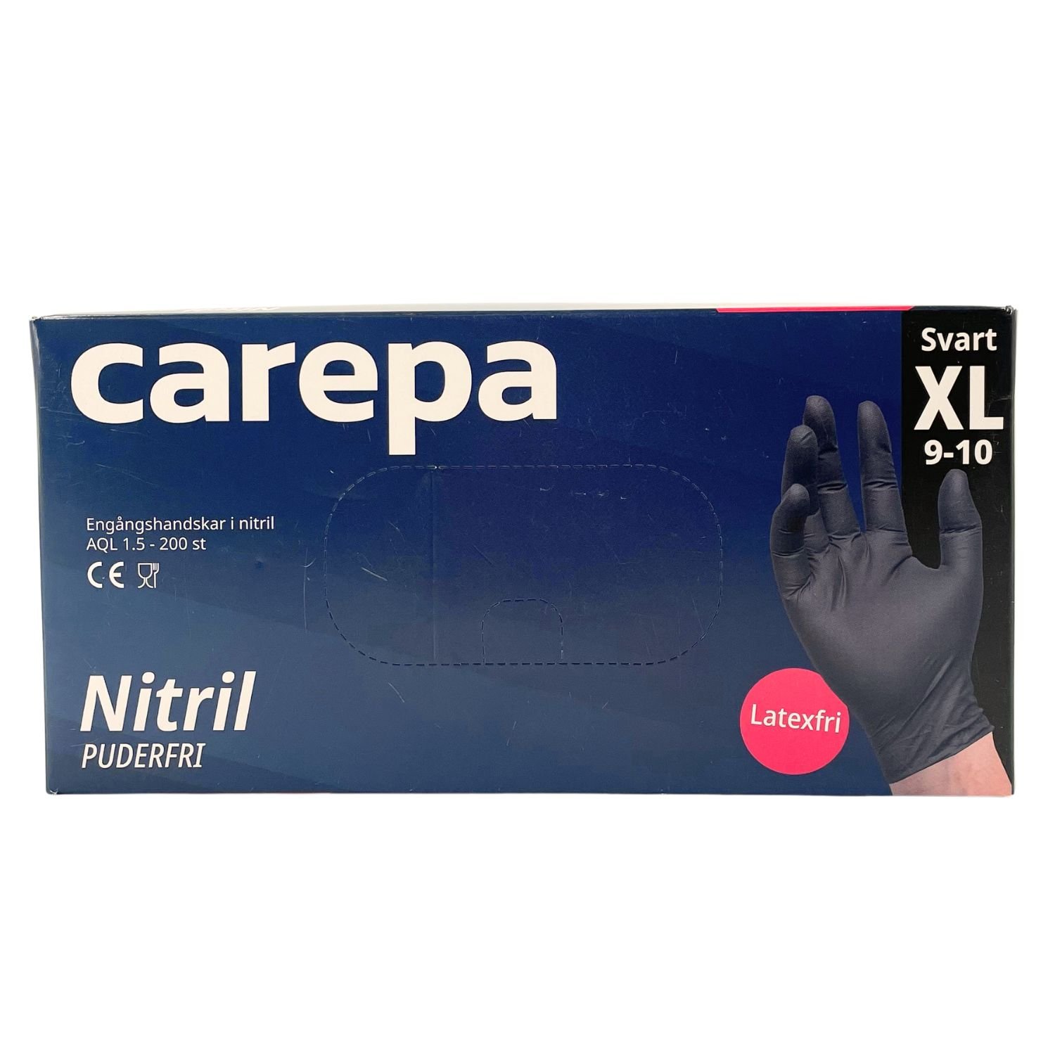 Nitrilhandske Carepa Svart puderfri strl XL 200st