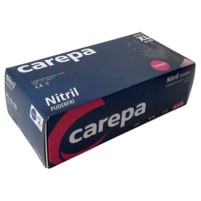 Nitrilhandske Carepa Svart puderfri strl XL 200st