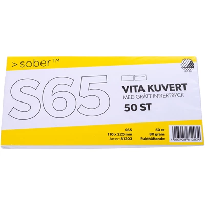 Kuvert S65 FH 80 g vit 50/fp