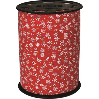 Presentband Jul 10mm x 225m Snöflinga Röd