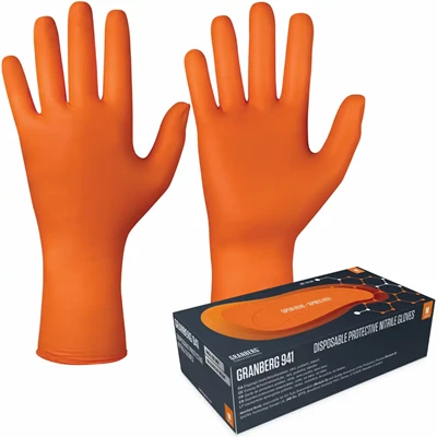 Nitrilhandske Kemikalie 114.941 Orange strl S 100s