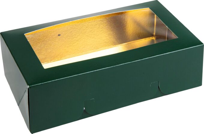 Fönsterkartong 180x110x50mm Grön/Guld 150st