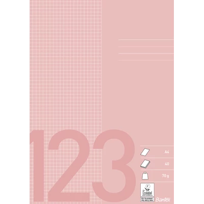 Skolhäfte Bantex A4 rutat 5 x 5, old pink