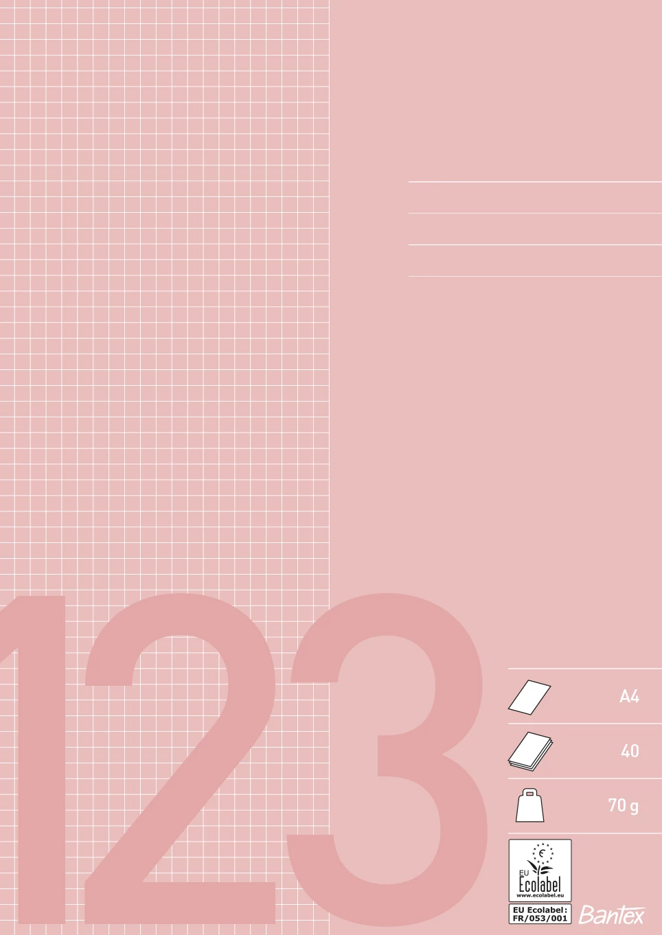 Skolhäfte Bantex A4 rutat 5 x 5, old pink