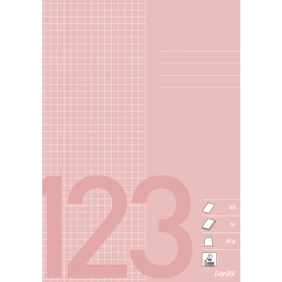 Skolhäfte Bantex A5 5 x 5 rutat, old pink