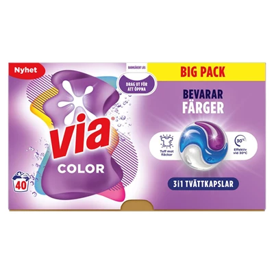Tvättkapslar Via Colour 3x40st