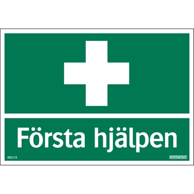 Skylt Första Hjälpen 210x148mm Grön/Vit