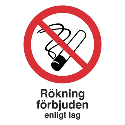 Skylt Rökning Förbjuden 148x210mm