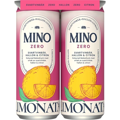 Mino Zero Svartvinbär, Hallon & Citron 33cl 24st