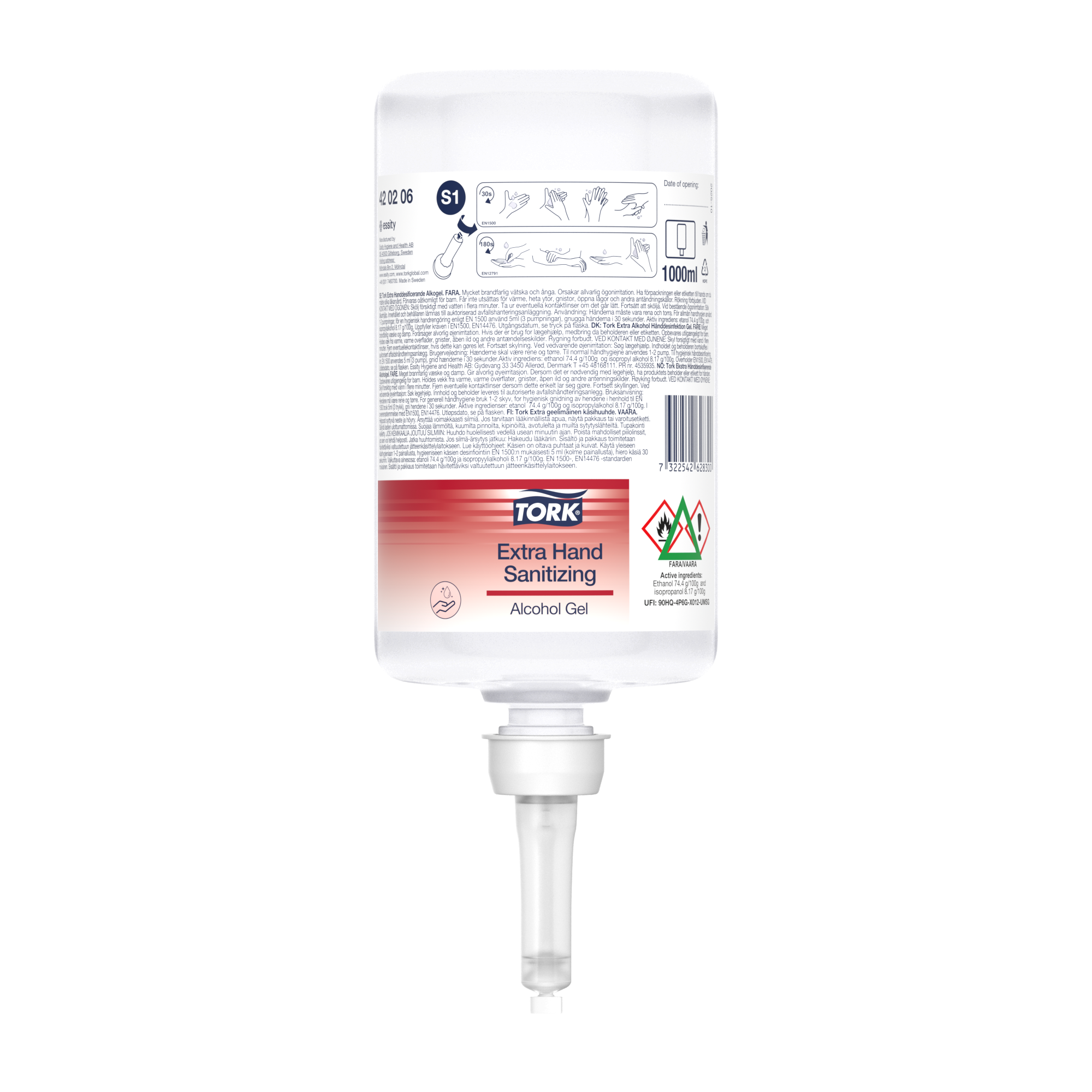 Handdesinfektion Tork S1 Extra Alkogel 1L