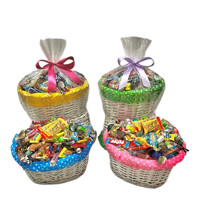 Påskkorg prickiga glada färger 2,5kg