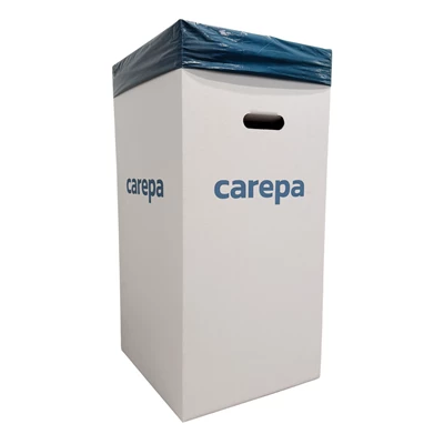 Papperskorg i wellpapp vit 380x350x740mm Carepa