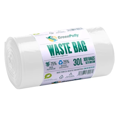Plastsäck 30L GreenPolly Vit 100st/rl