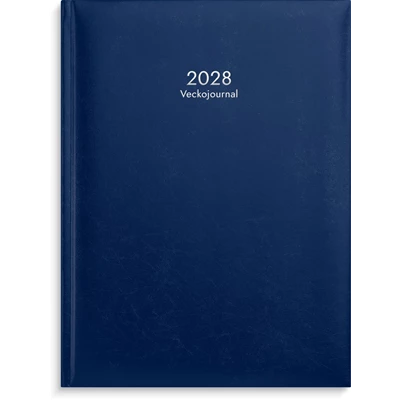 Veckojournal 2028 blått konstläder FSC Mix
