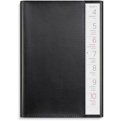 Stor Veckokalender 2027 svart konstläder