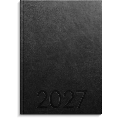 Kalender 2027 Weekly A5 svart konstläder