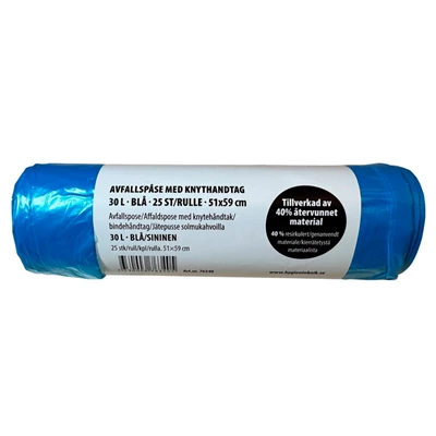 Soppåse 30L HD Knyt 12my Blå 25st/rl 