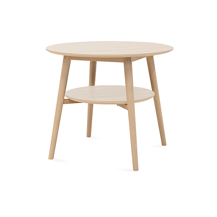 Soffbord Gear m underhylla Ø70x52cm Björk Klarlack