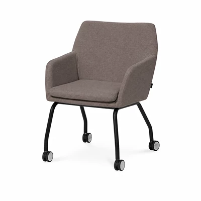 Karmstol Solo Grå/Beige med hjul Svarta ben