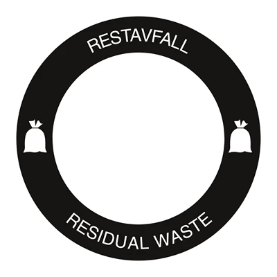 Dekal Rund Restavfall/Residual waste Svart