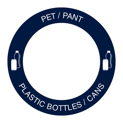 Dekal Rund Pet/Pant, Plastic bottles/Cans Mörk Blå