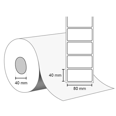 Etikett Thermo 80x40mm 40mm kärna 1000st/rl